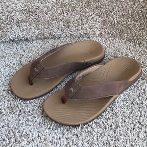Kuru Women’s Cocoa Brown-Sand Flip Flops size 8